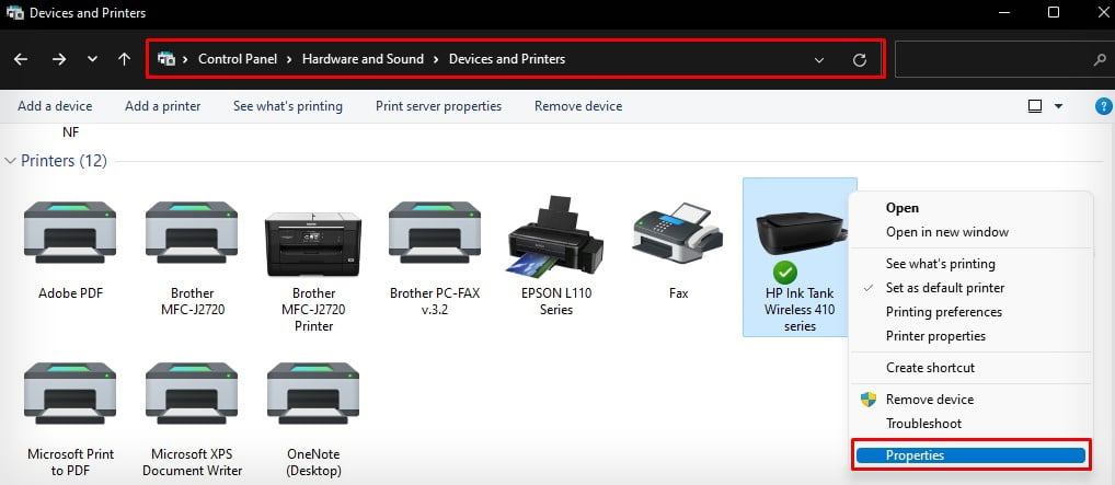 see-properties-of-hp-printer-in-control-panel