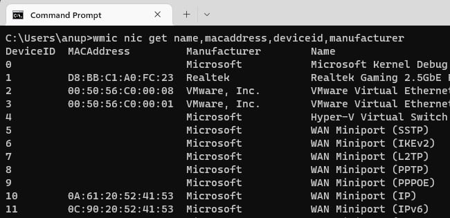 wmic-nic-get-name-macaddress-deviceid-manufacturer