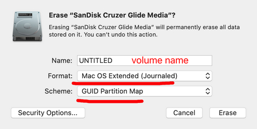 Mac 디스크 유틸리티에서 USB 포맷