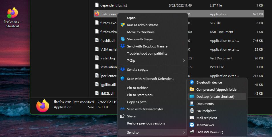 創建桌面快捷方式 Windows