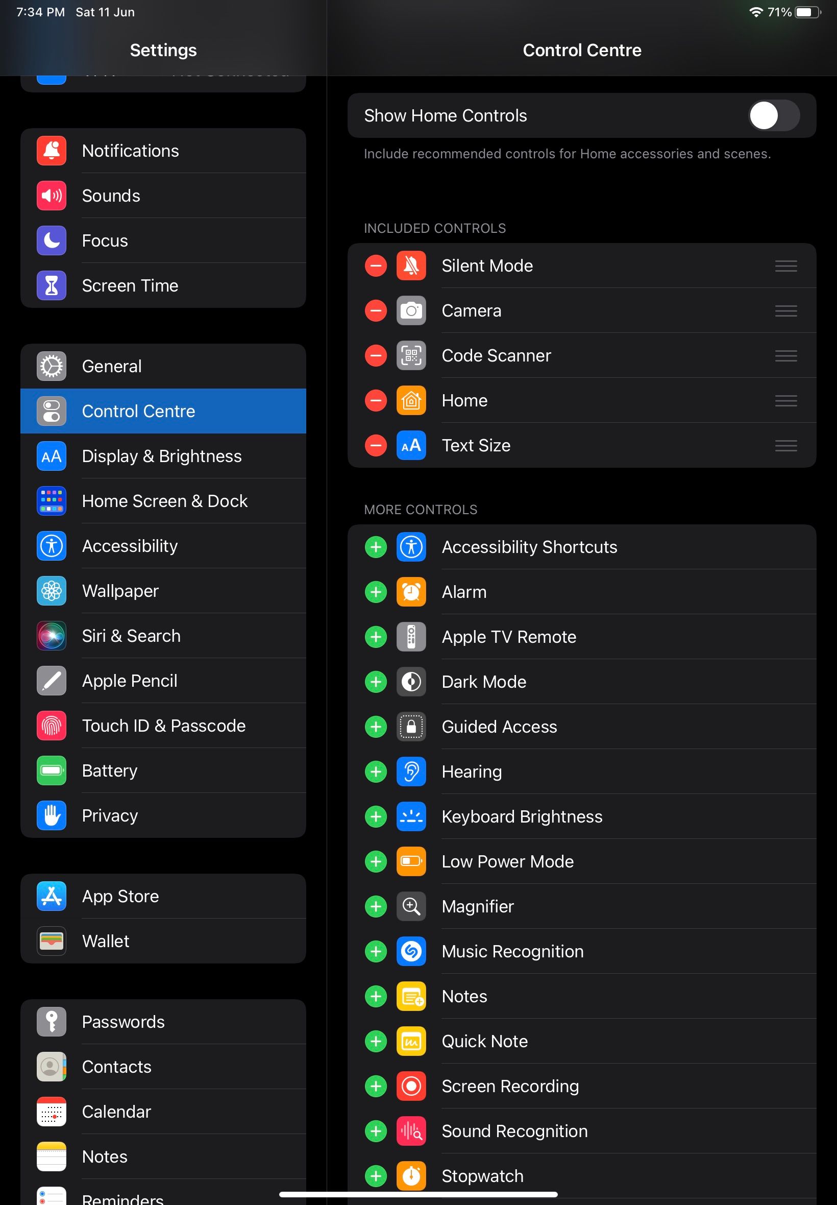 iPad 控制中心自定義
