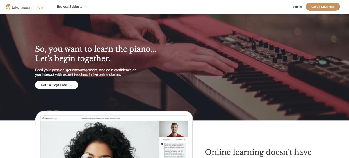 Takelessons 鋼琴課程網站