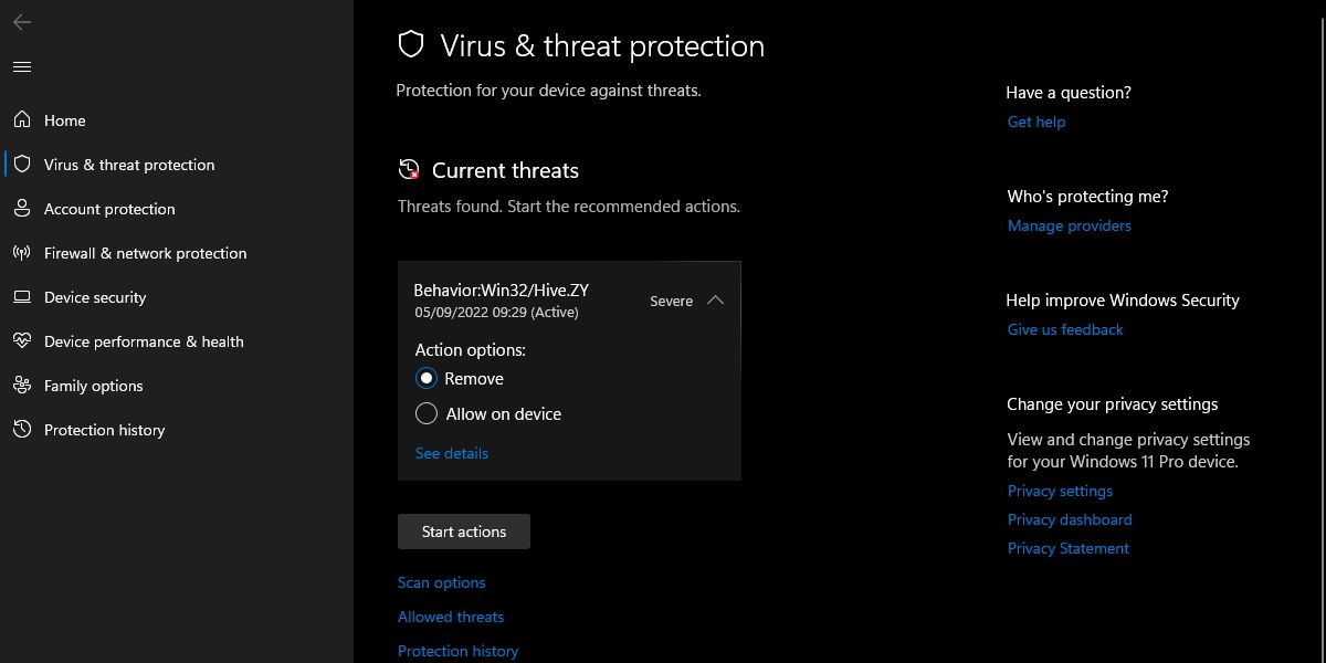 行為 Win32 威脅允許刪除
