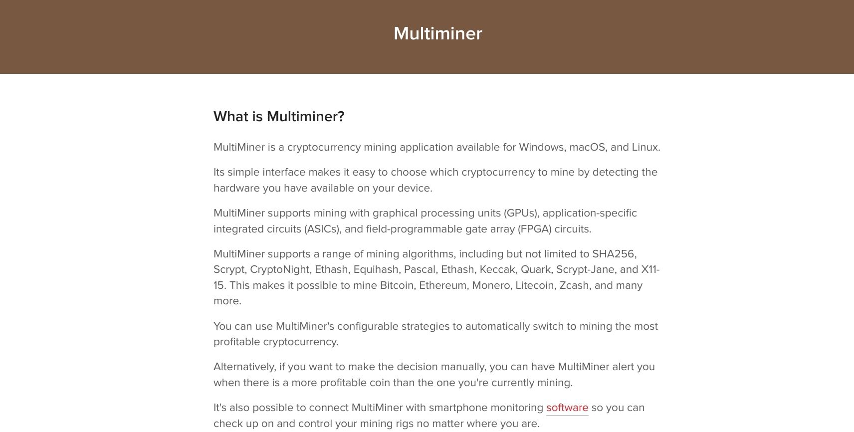 multiminer網站首頁截圖