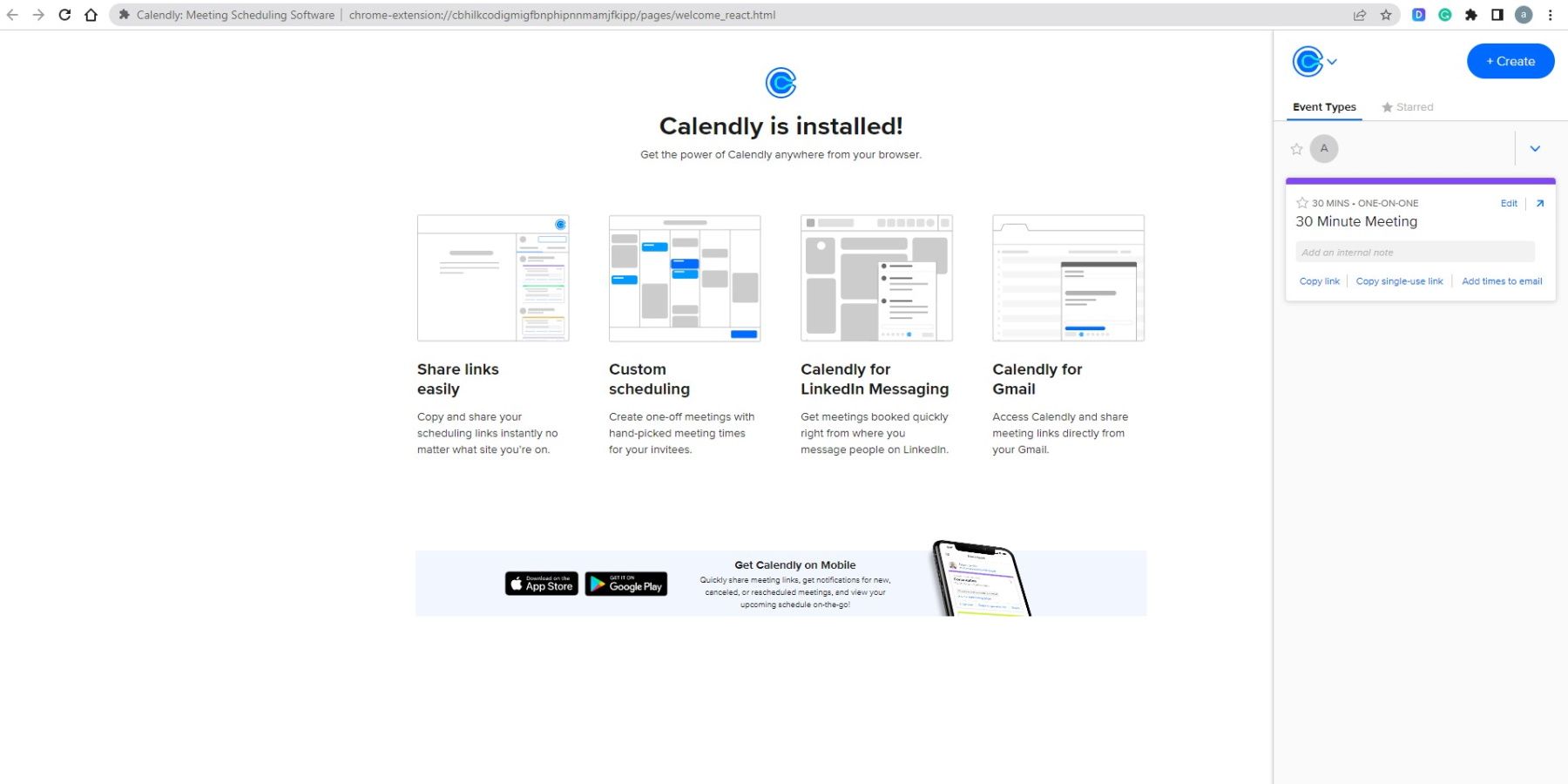 Calendly Google Chrome 擴展截圖