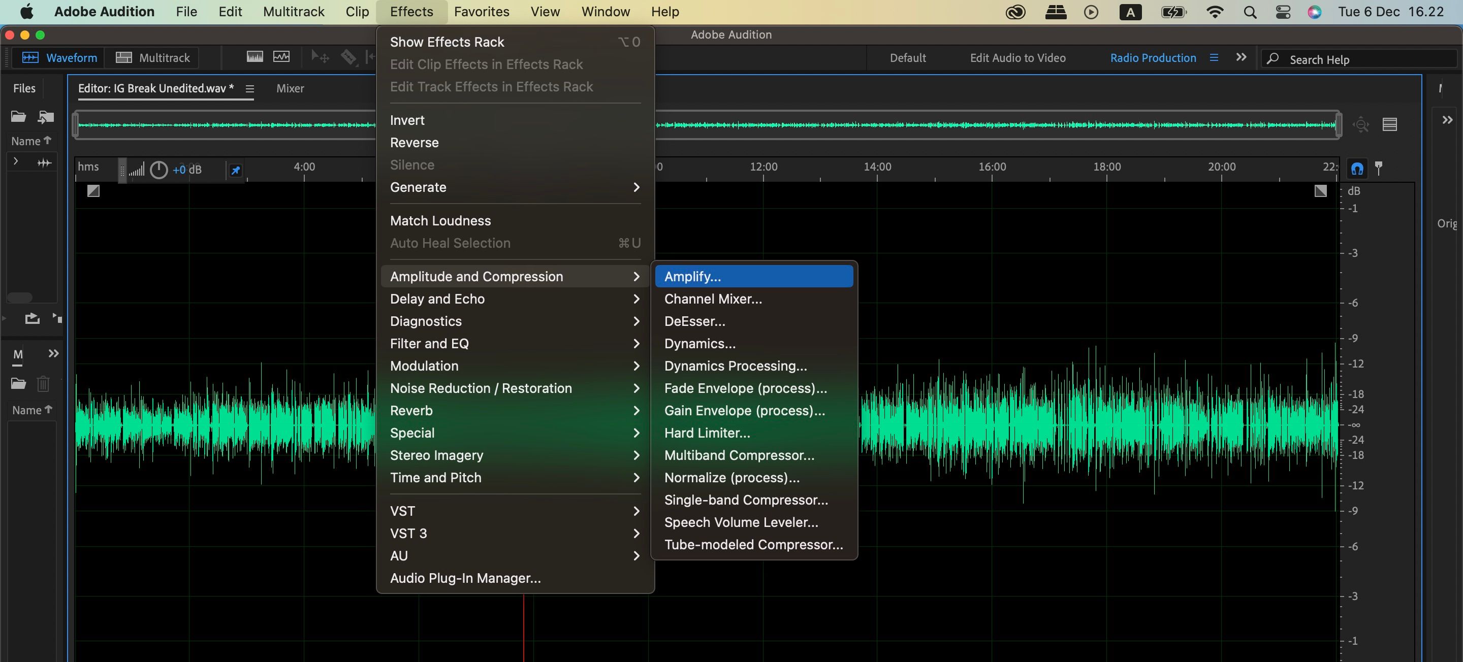 Amplify Dropdown Audition Screenshot