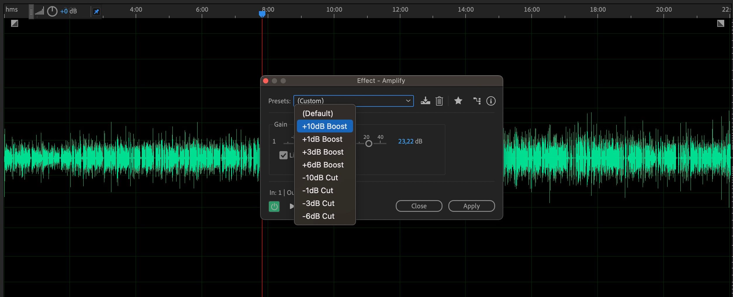 使用 Presets Adob​​e Audition Screenshot