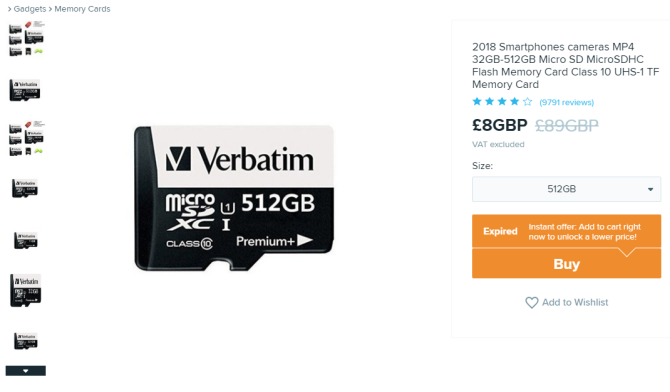 wish verbatim fake microsd card