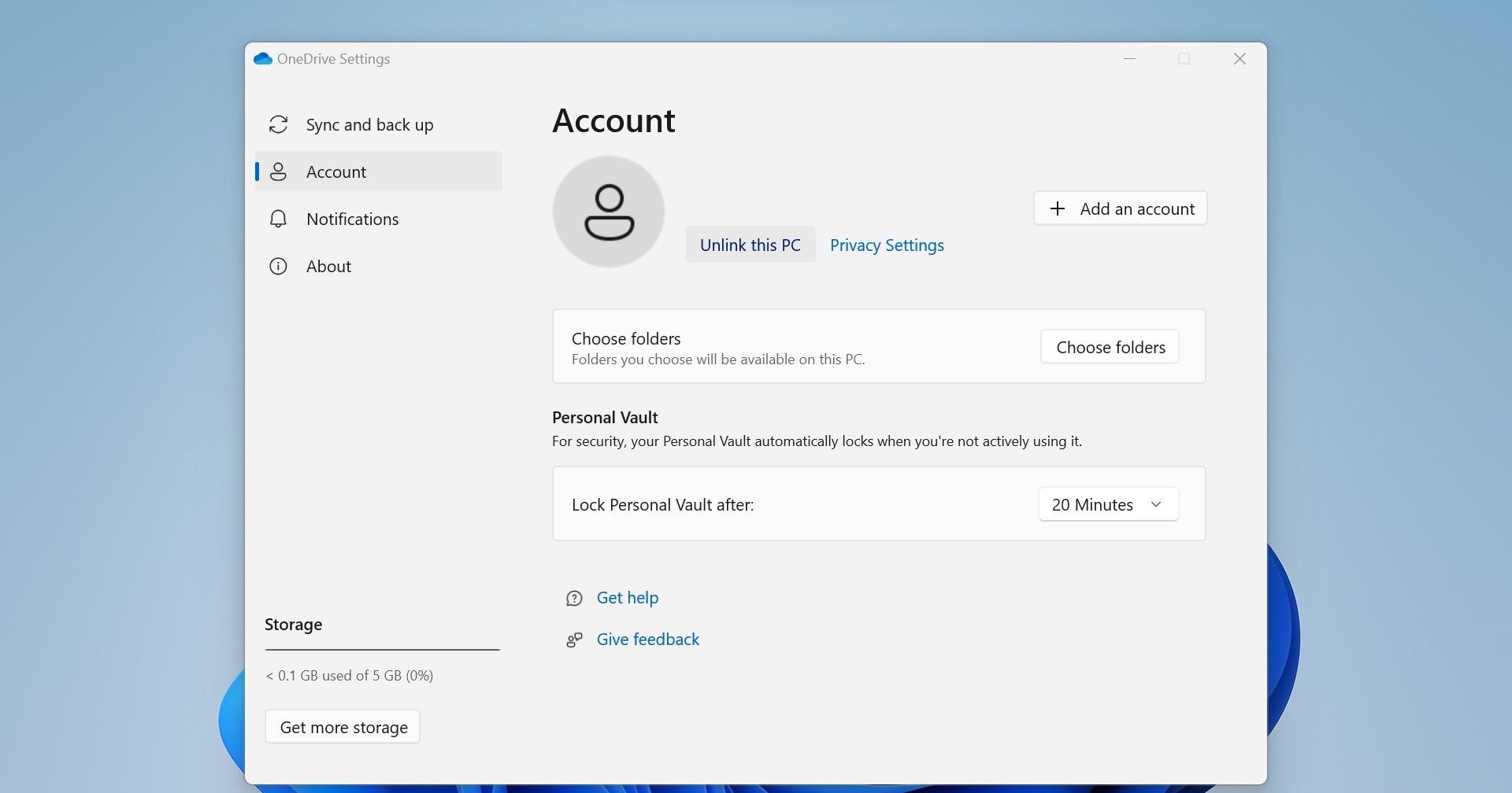 OneDrive에서 PC 연결 해제